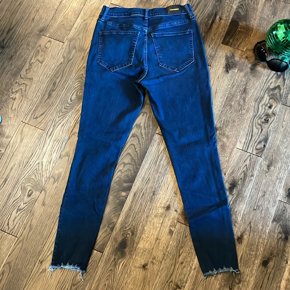 Express Women's Deep Blue High Rise Skinny Jeans - Picture 10 of 16